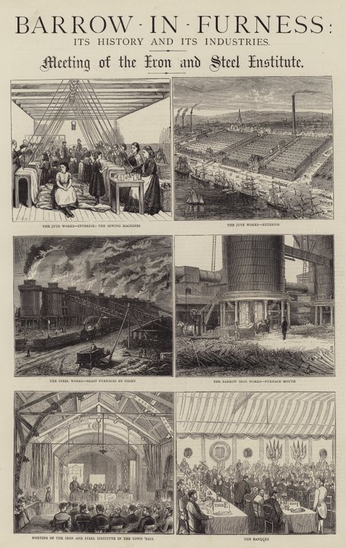 Barrow-in-Furness, Tarihçesi ve Endüstrileri (gravür) by English School