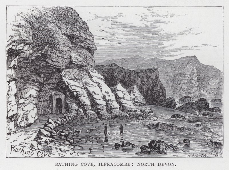 Yıkanma Koyu, Ilfracombe, Kuzey Devon (gravür) by English School