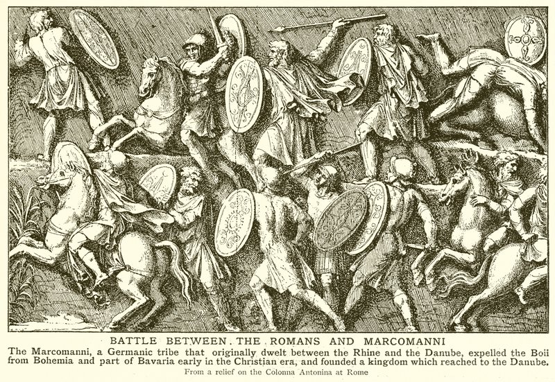 Romalılar ve Marcomanni arasındaki savaş by English School