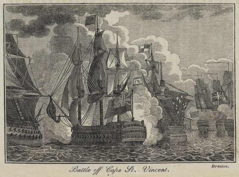 Cape St Vincent açıklarında savaş (gravür) by English School