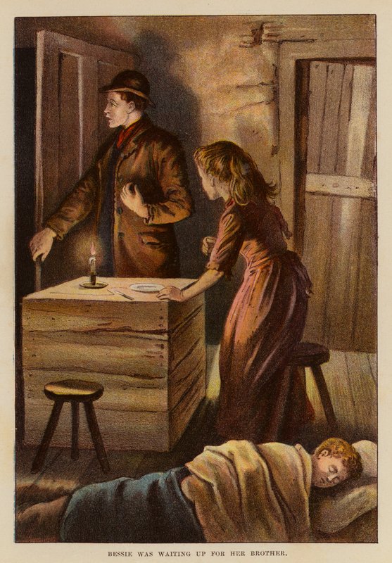 Bessie kardeşini bekliyordu (renkli litografi) by English School