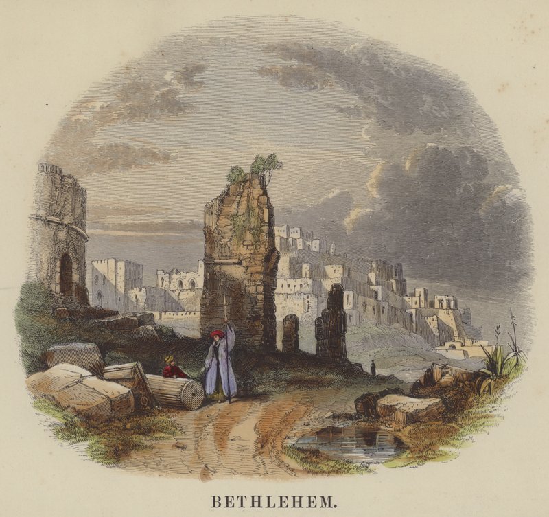 Bethlehem (renkli gravür) by English School