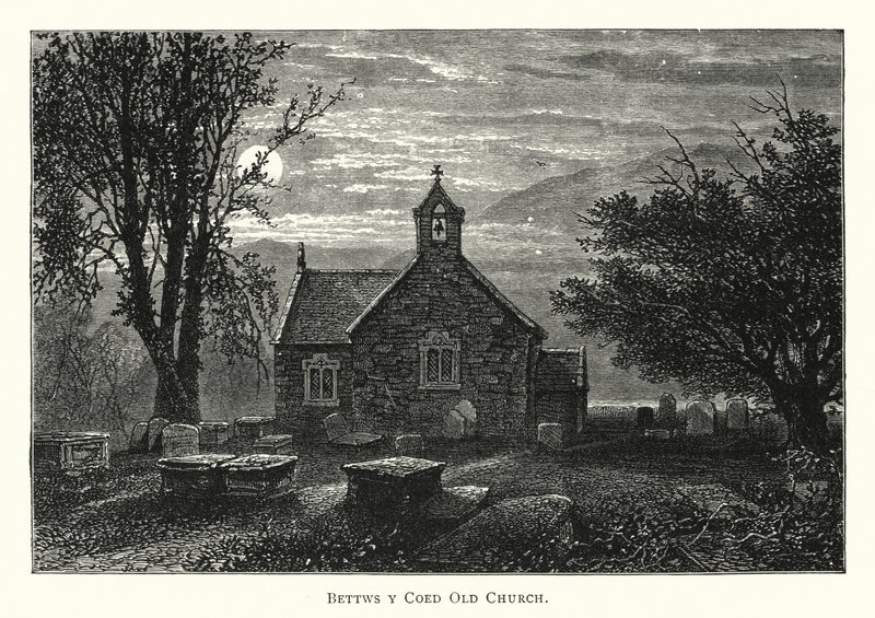 Bettws y Coed Eski Kilise (gravür) by English School