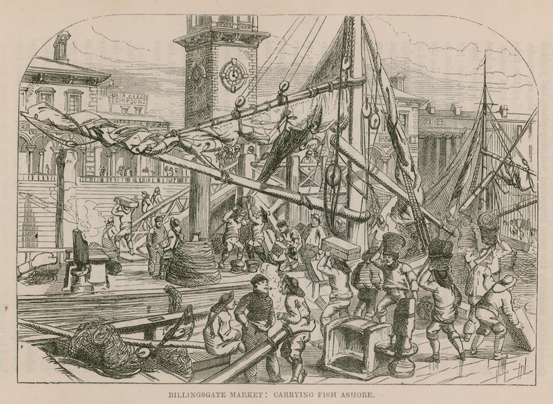 Billingsgate Market, Karaya balık taşımak by English School