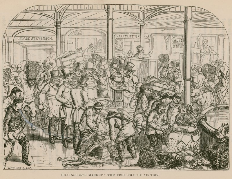 Billingsgate Market, Açık Artırmayla Satılan Balık by English School