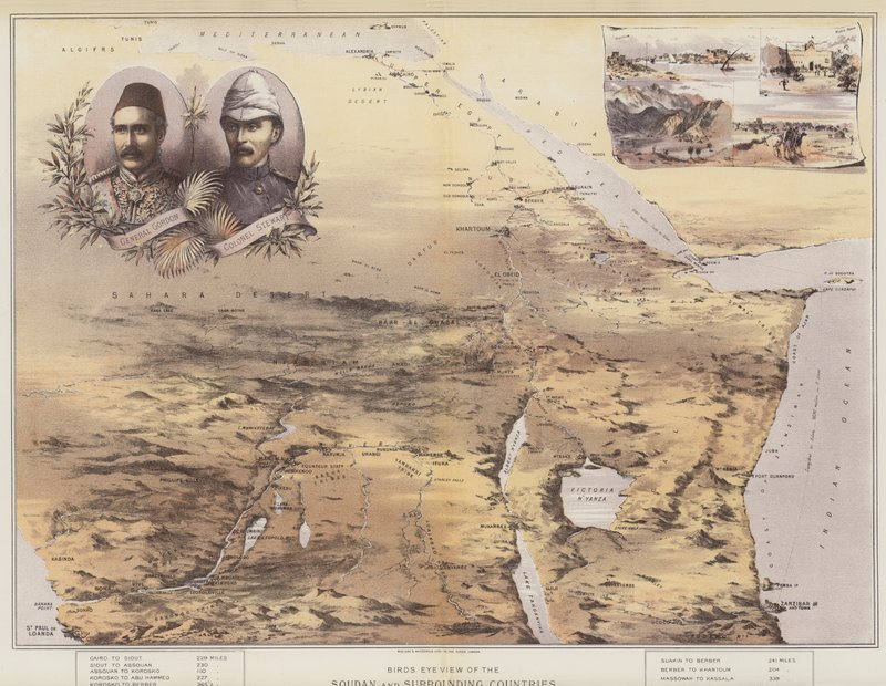 Sudan ve Çevre Ülkelerin Kuş Bakışı Görünümü (chromolitho) by English School
