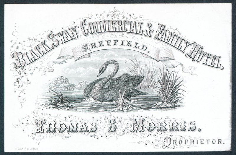 Black Swan Ticari ve Aile Oteli, Sheffield, ticari kart by English School