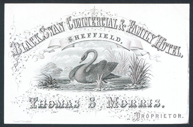 Black Swan Ticari ve Aile Oteli, Sheffield, ticari kart by English School