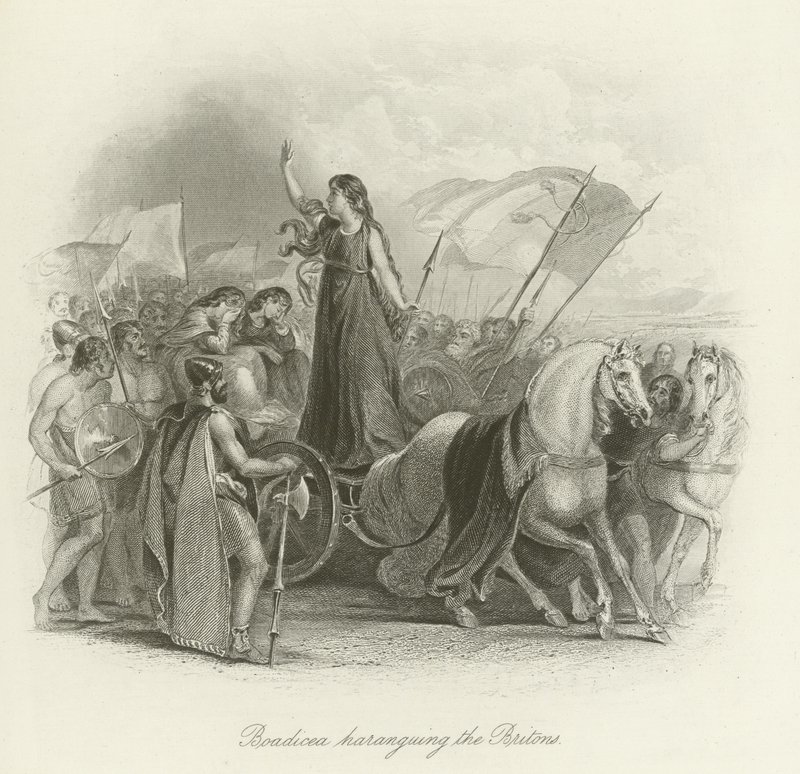 Boadicea Britanyalılara nutuk çekiyor by English School
