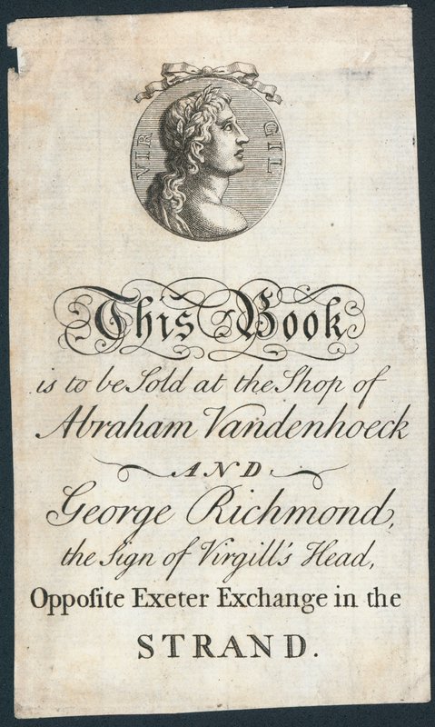 Kitap plakası, bu kitap Abraham Vandenhoeck ve George Richmond
