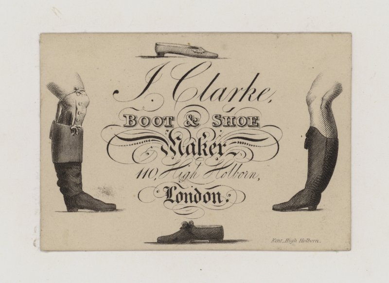 Boot and Shoemaker, J Clarke, ticari kart by English School