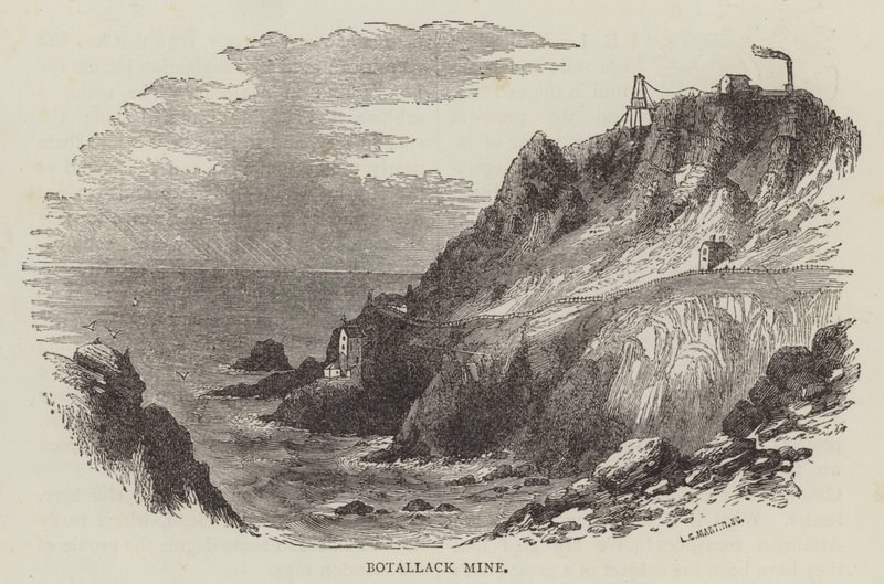 Botallack Madeni (gravür) by English School