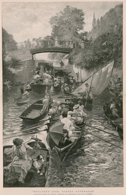 Boulters Lock: Sunday Afternoon, Edward J Gregory'nin bir tablosundan by English School