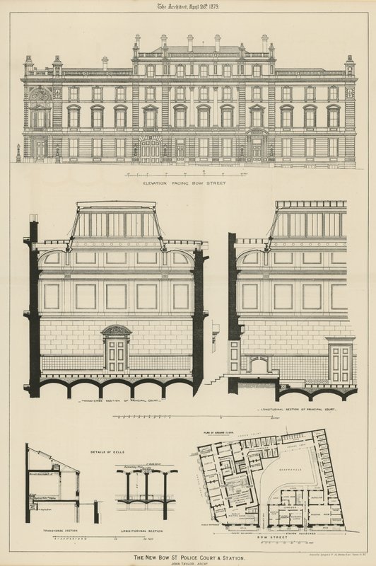 Bow Street Polis Mahkemesi ve istasyonu by English School