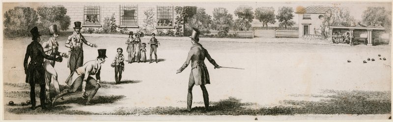 Tanımlanamayan bir zevk bahçesinde Regency sırasında oynanan kaseler by English School