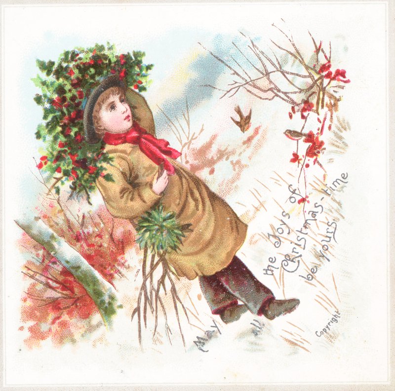 Holly, Noel kartı taşıyan çocuk by English School