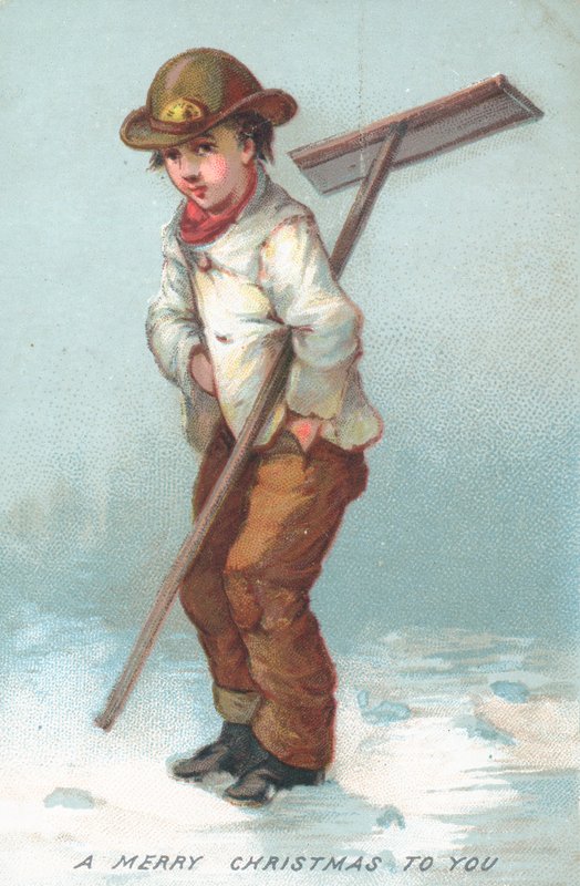 Kar temizleyen çocuk, Noel kartı by English School