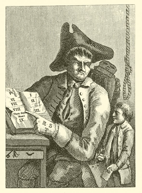 Babasının cebini karıştıran çocuk (gravür) by English School