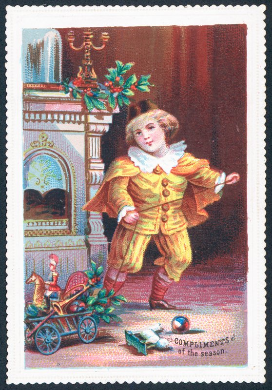 Oyuncaklarla oynayan çocuk, Noel kartı by English School