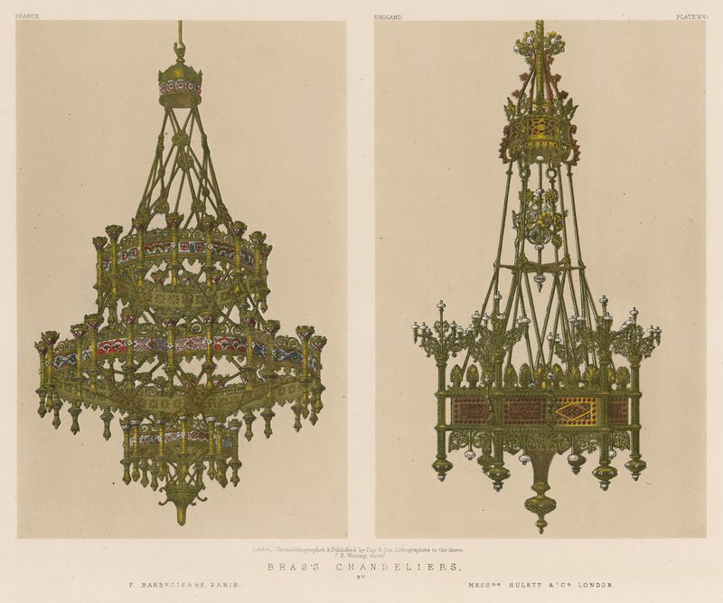 Pirinç Avizeler, F Barbedienne, Paris, Messrs Hulett and Co, Londra by English School