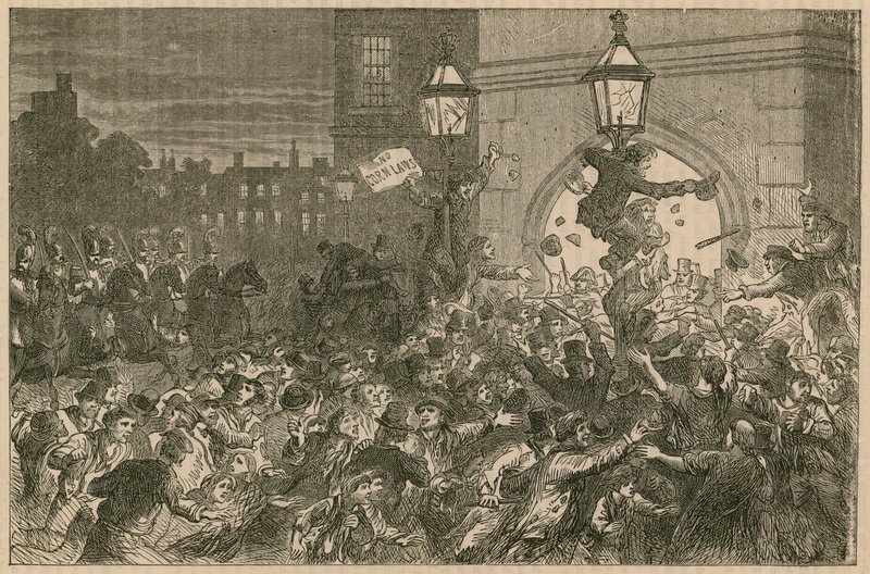 Avam Kamarası girişinde ekmek isyanı, 1815 by English School