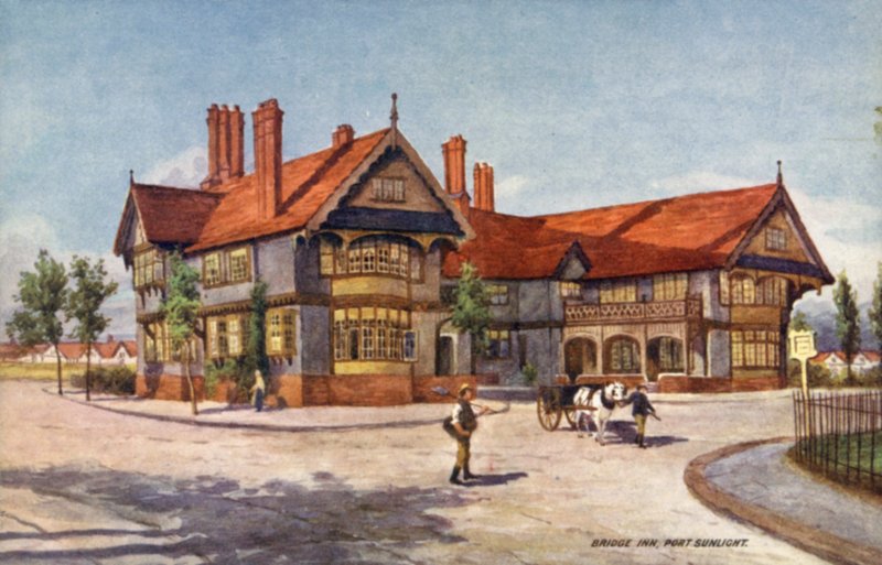 Bridge Inn, Port Sunlight (renkli taş) by English School