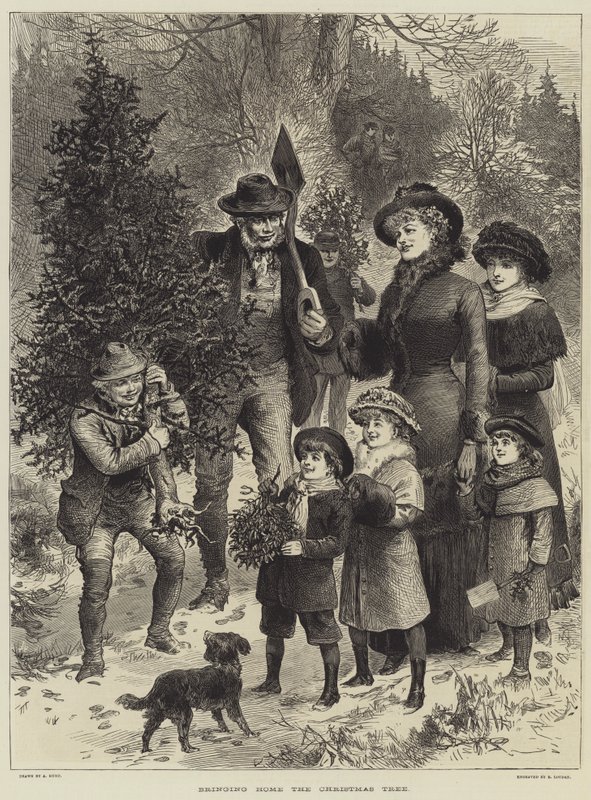 Noel Ağacını Eve Getirmek (gravür) by English School