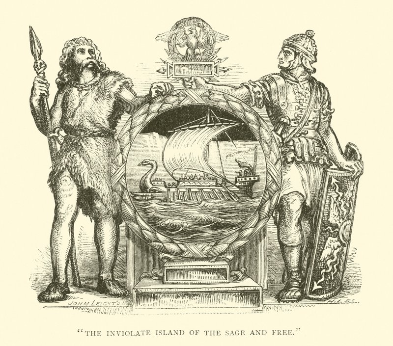 Briton ve Roman, İngiltere, Inviolate Island of the Sage and Free (gravür) by English School