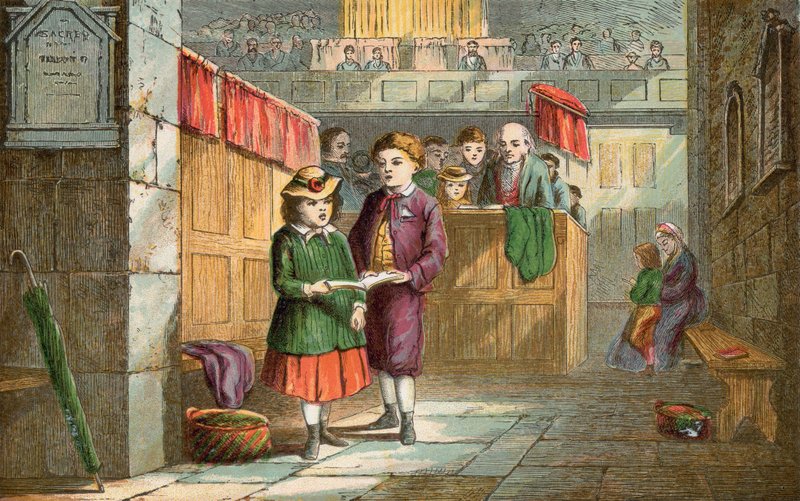 Kardeşler kilisede ilahiler söylüyor by English School