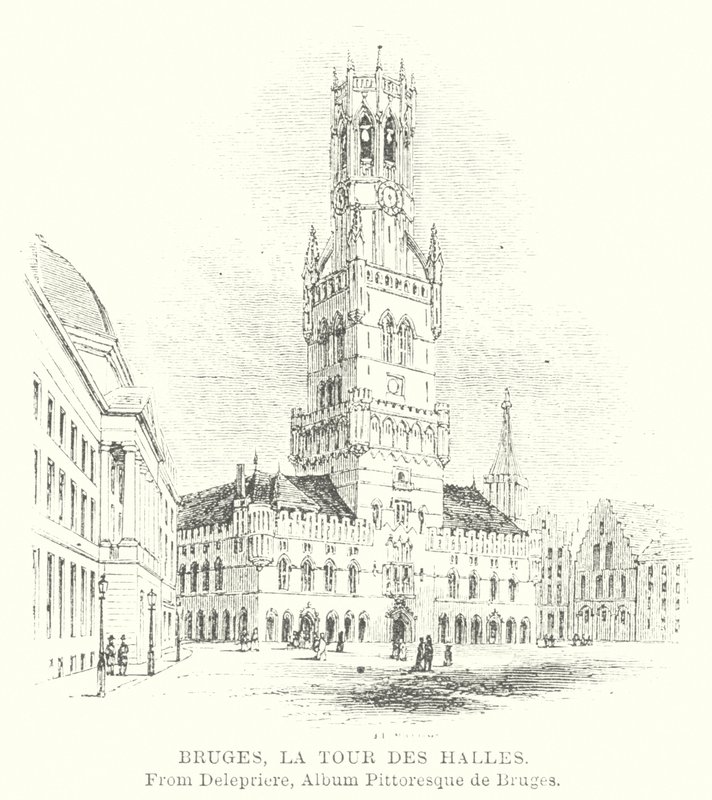 Bruges, Halles Kulesi (gravür) by English School