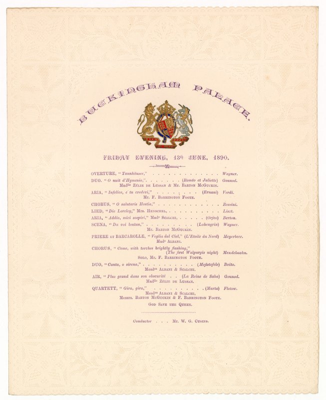 Buckingham Sarayı konseri, 13 Haziran 1890 by English School