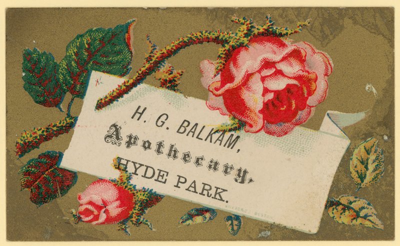 H G Balkam, Eczacı, Hyde Park için kartvizit (krom) by English School