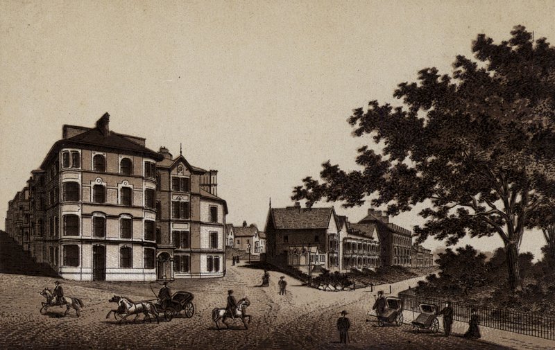Buxton: Burlington Oteli ve Broadwalk (taş) by English School