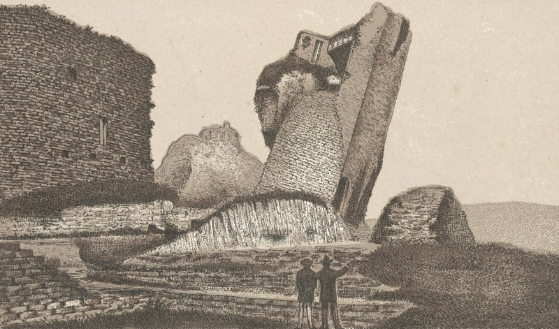Caerphilly Kalesi, Eğik Kule (taş) by English School