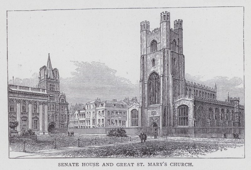 Cambridge, Senato Binası ve Büyük St Mary Kilisesi (gravür) by English School
