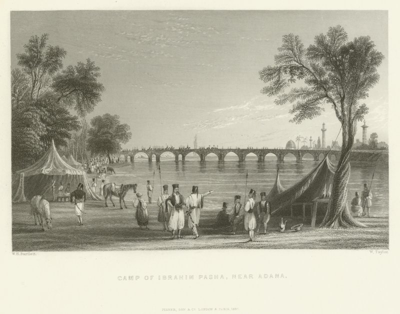 Adana yakınlarındaki İbrahim Paşa Kampı, Türkiye, 1837 by English School