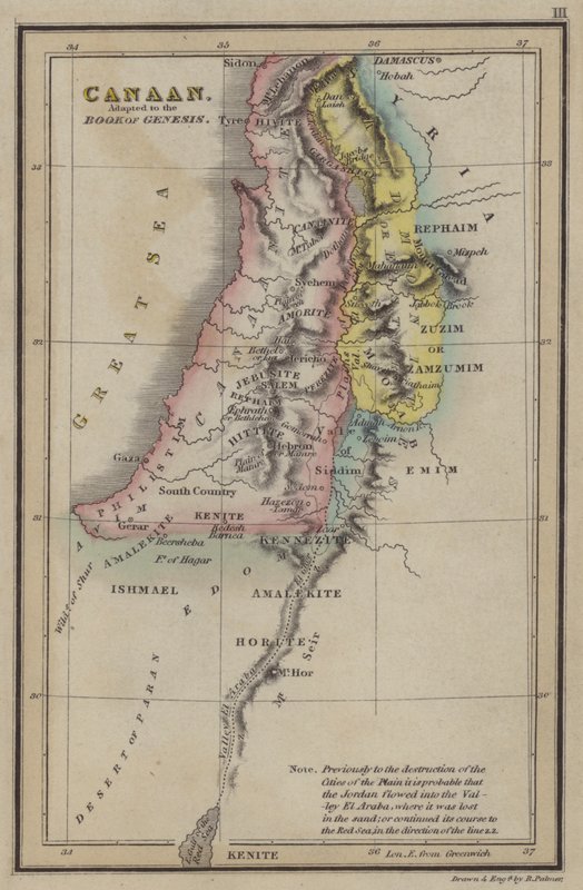 Canaan, Yaratılış Kitabına uyarlanmış (renkli gravür) by English School