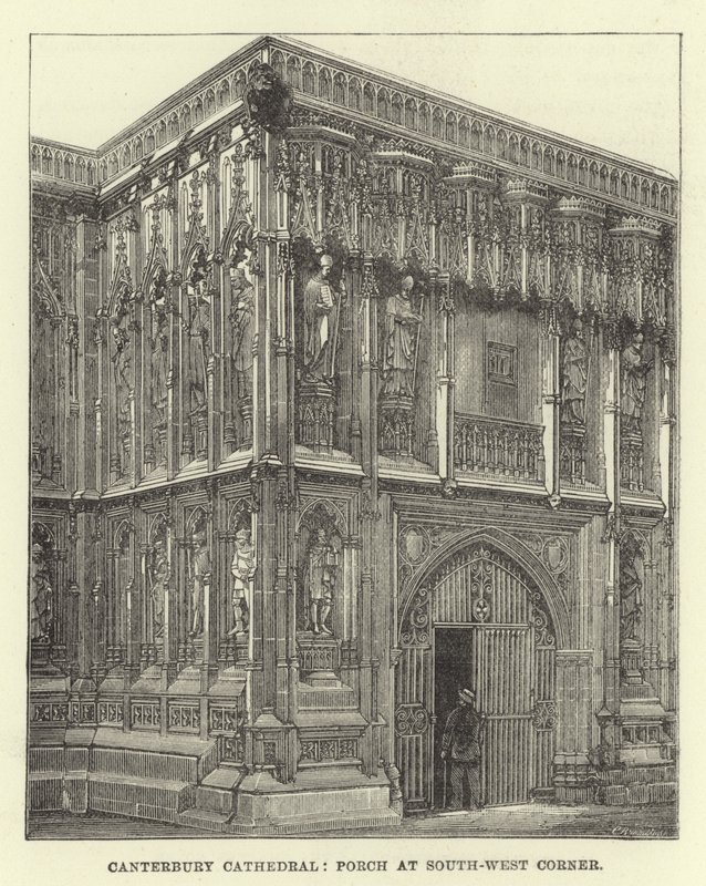 Canterbury Katedrali, güneybatı köşesinde sundurma by English School