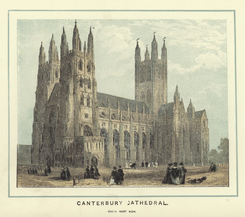 Canterbury Katedrali, güney batı görünümü by English School