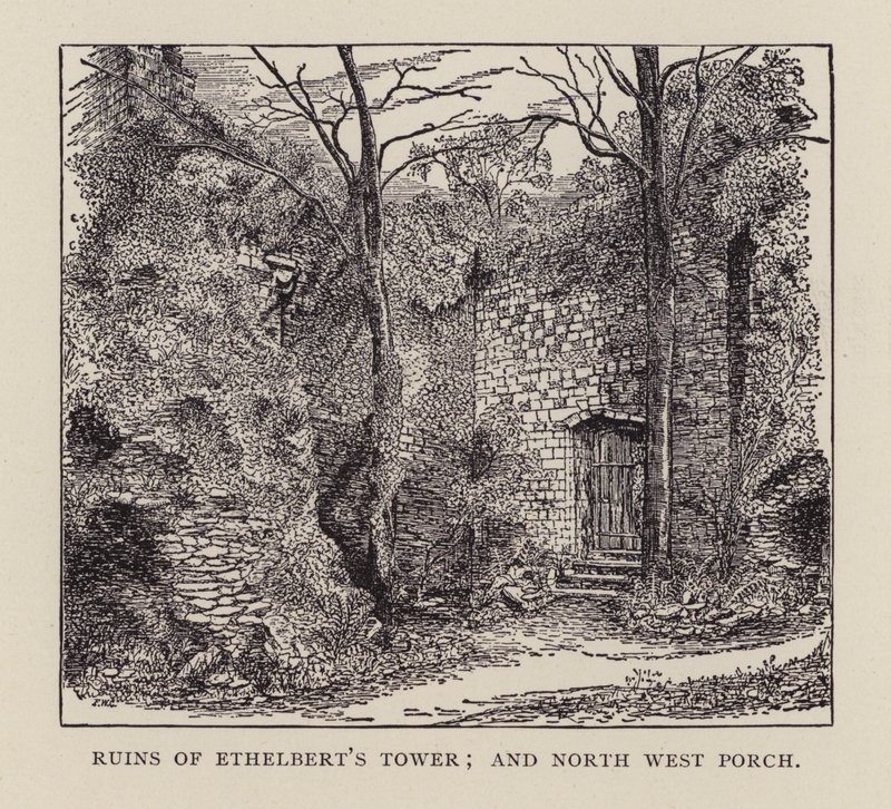 Canterbury: Ethelbert Kulesi ve Kuzey Batı Sundurma Harabeleri (litho) by English School