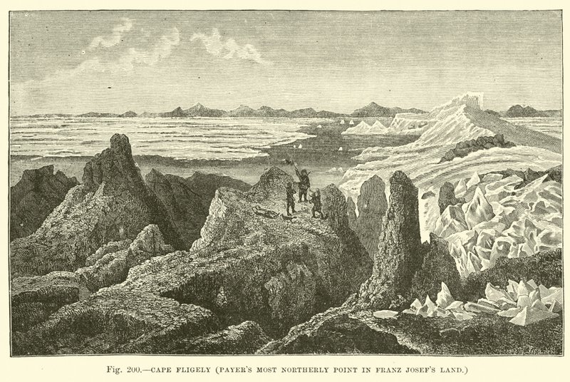 Cape Fligely, Payers en kuzeydeki nokta Franz Josefs Land by English School