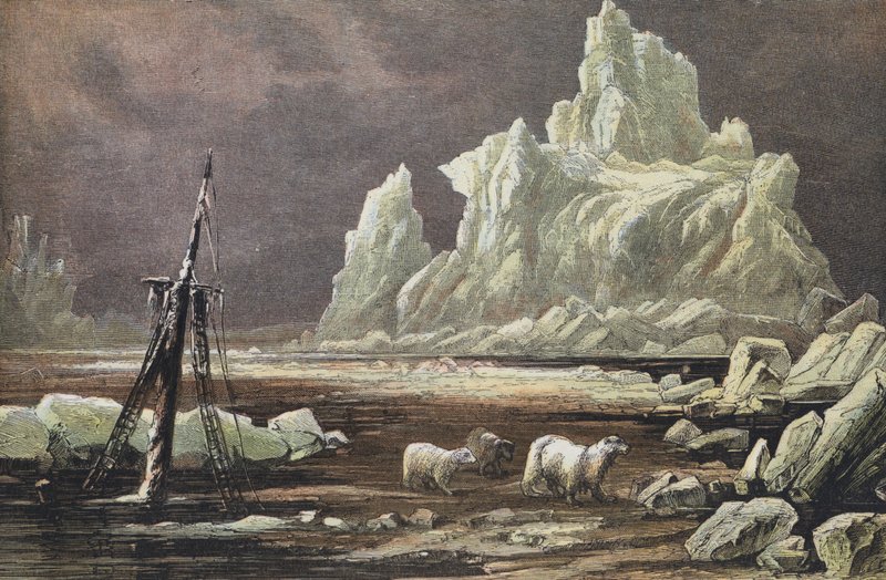 Cape Omman, Kuzey Sibirya (renkli gravür) by English School