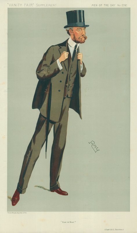 Kaptan G SC Swinton, Doğu ve Batı, 24 Temmuz 1912, Vanity Fair karikatürü by English School