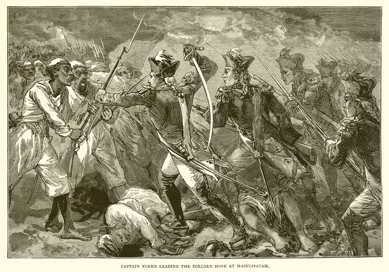 Kaptan Yorke Masulipatam'da umutsuz umuda liderlik ediyor (1759) by English School