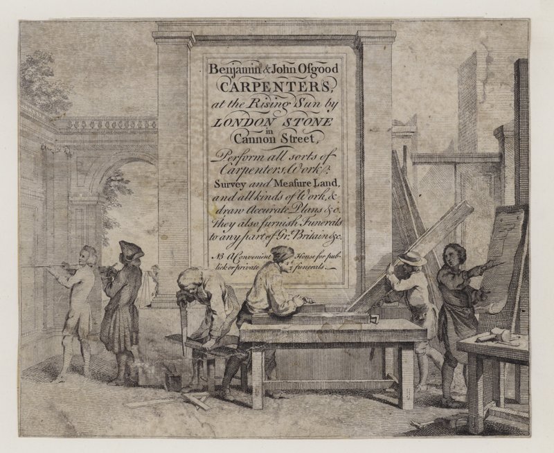 Marangozlar, Benjamin ve John Osgood, ticari kart by English School