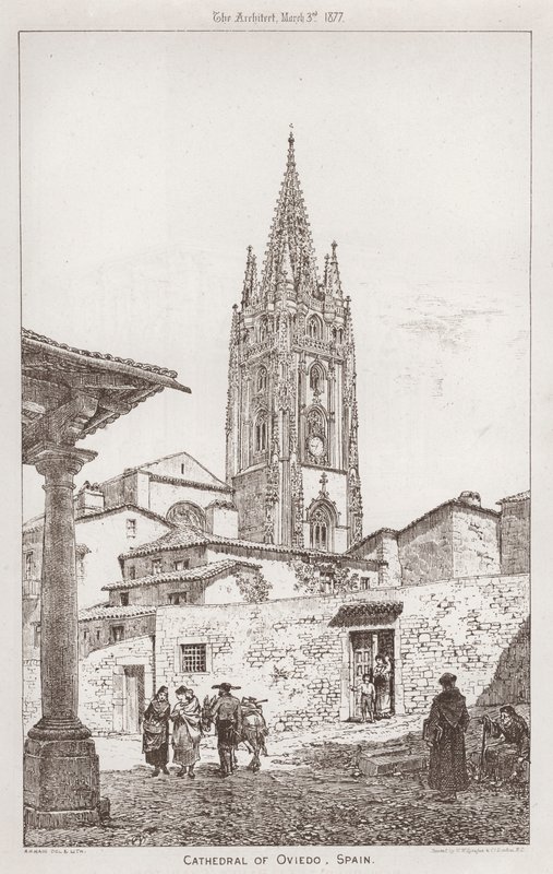 Oviedo Katedrali, İspanya (gravür) by English School