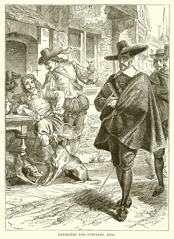 Cavaliers ve Püritenler. 1600 by English School