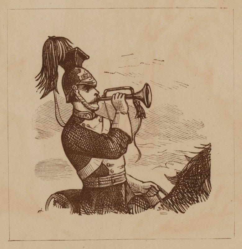 Bir borazan üfleyen süvari askeri (lito) by English School