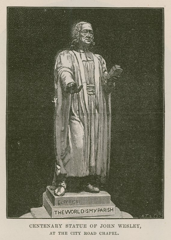 John Wesley'in yüzüncü yıl heykeli by English School
