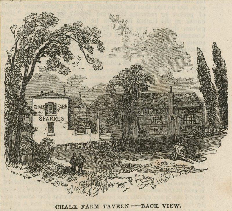 Chalk Farm Tavern, Londra, arkadan görünüm by English School